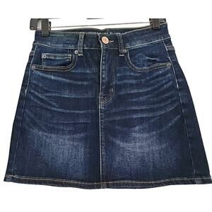 American Eagle ~Woman Size 2~ Blue Denim Mini Jean Skirt Dark Wash, Stretch.